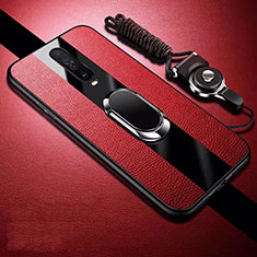 Custodia Silicone Morbida In Pelle Cover con Magnetico Anello Supporto per Xiaomi Redmi K30i 5G Rosso