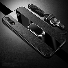 Custodia Silicone Morbida In Pelle Cover con Magnetico Anello Supporto S01 per Huawei Honor 9X Nero