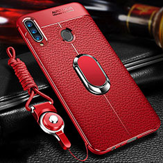 Custodia Silicone Morbida In Pelle Cover con Magnetico Anello Supporto S01 per Samsung Galaxy A20s Rosso