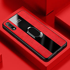 Custodia Silicone Morbida In Pelle Cover con Magnetico Anello Supporto S02 per Huawei Honor 9X Rosso