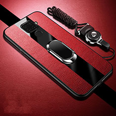 Custodia Silicone Morbida In Pelle Cover con Magnetico Anello Supporto S02 per Huawei Mate 30 Lite Rosso