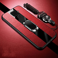 Rosso Custodia Silicone Morbida In Pelle Cover con Magnetico Anello Supporto S02 per Huawei Nova 5z Rosso