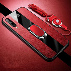 Custodia Silicone Morbida In Pelle Cover con Magnetico Anello Supporto S02 per Huawei P smart S Rosso