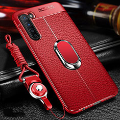 Custodia Silicone Morbida In Pelle Cover con Magnetico Anello Supporto S02 per Oppo Find X2 Lite Rosso