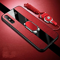 Custodia Silicone Morbida In Pelle Cover con Magnetico Anello Supporto S03 per Huawei Enjoy 10e Rosso