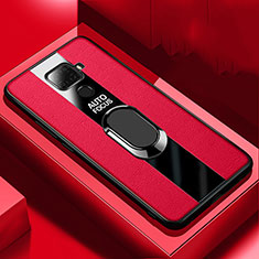 Custodia Silicone Morbida In Pelle Cover con Magnetico Anello Supporto S03 per Huawei Nova 5z Rosso