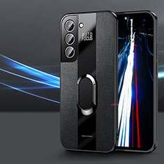 Custodia Silicone Morbida In Pelle Cover con Magnetico Anello Supporto S03 per Samsung Galaxy S21 Plus 5G Nero