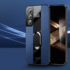 Custodia Silicone Morbida In Pelle Cover con Magnetico Anello Supporto S03 per Samsung Galaxy S24 5G Blu