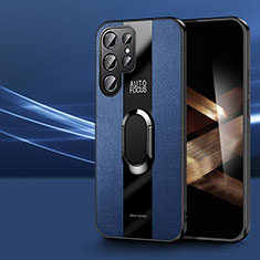 Custodia Silicone Morbida In Pelle Cover con Magnetico Anello Supporto S03 per Samsung Galaxy S24 Ultra 5G Blu