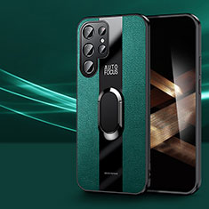 Custodia Silicone Morbida In Pelle Cover con Magnetico Anello Supporto S03 per Samsung Galaxy S24 Ultra 5G Verde