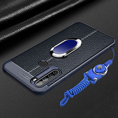 Custodia Silicone Morbida In Pelle Cover con Magnetico Anello Supporto S03 per Xiaomi Redmi Note 8 (2021) Blu