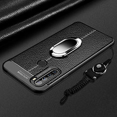 Custodia Silicone Morbida In Pelle Cover con Magnetico Anello Supporto S03 per Xiaomi Redmi Note 8T Nero