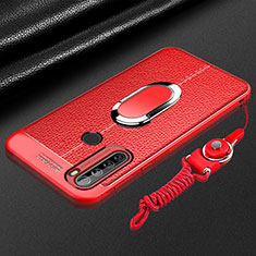 Custodia Silicone Morbida In Pelle Cover con Magnetico Anello Supporto S03 per Xiaomi Redmi Note 8T Rosso