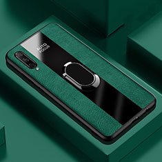 Custodia Silicone Morbida In Pelle Cover con Magnetico Anello Supporto S04 per Huawei P Smart Pro (2019) Verde