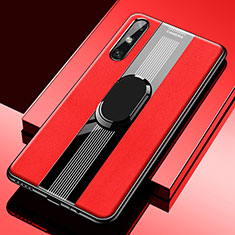 Custodia Silicone Morbida In Pelle Cover con Magnetico Anello Supporto S05 per Huawei Enjoy 10e Rosso