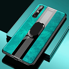 Custodia Silicone Morbida In Pelle Cover con Magnetico Anello Supporto S05 per Huawei Enjoy 10e Verde