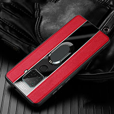 Custodia Silicone Morbida In Pelle Cover con Magnetico Anello Supporto S05 per Huawei Nova 5i Pro Rosso