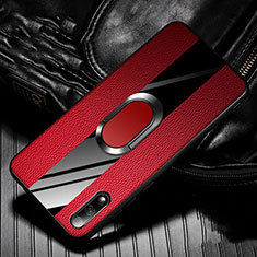 Custodia Silicone Morbida In Pelle Cover con Magnetico Anello Supporto S06 per Huawei Honor 9X Rosso