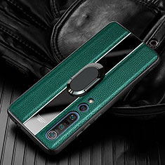 Custodia Silicone Morbida In Pelle Cover con Magnetico Anello Supporto S06 per Xiaomi Mi 10 Pro Verde