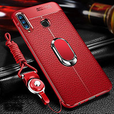 Custodia Silicone Morbida In Pelle Cover con Magnetico Anello Supporto T01 per Huawei Honor 20 Lite Rosso