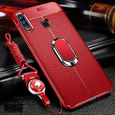 Custodia Silicone Morbida In Pelle Cover con Magnetico Anello Supporto T01 per Huawei Honor 20E Rosso
