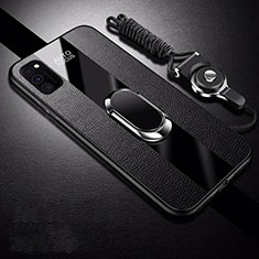 Custodia Silicone Morbida In Pelle Cover con Magnetico Anello Supporto T01 per Huawei Honor V30 5G Nero