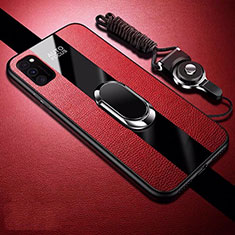 Custodia Silicone Morbida In Pelle Cover con Magnetico Anello Supporto T01 per Huawei Honor V30 5G Rosso