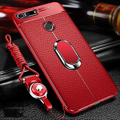 Custodia Silicone Morbida In Pelle Cover con Magnetico Anello Supporto T01 per Huawei Honor View 20 Rosso