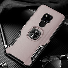 Custodia Silicone Morbida In Pelle Cover con Magnetico Anello Supporto T01 per Huawei Mate 20 Oro Rosa