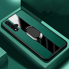 Custodia Silicone Morbida In Pelle Cover con Magnetico Anello Supporto T01 per Huawei Nova 5 Verde