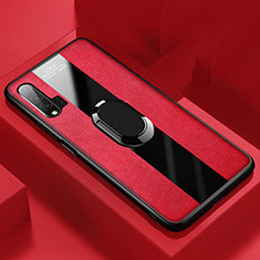 Custodia Silicone Morbida In Pelle Cover con Magnetico Anello Supporto T01 per Huawei Nova 6 5G Rosso