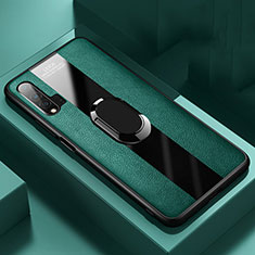 Custodia Silicone Morbida In Pelle Cover con Magnetico Anello Supporto T01 per Huawei Nova 6 5G Verde