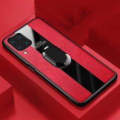 Custodia Silicone Morbida In Pelle Cover con Magnetico Anello Supporto T01 per Huawei P40 Lite Rosso