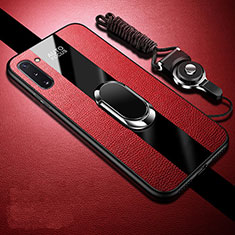 Custodia Silicone Morbida In Pelle Cover con Magnetico Anello Supporto T01 per Samsung Galaxy Note 10 5G Rosso