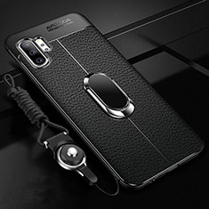Custodia Silicone Morbida In Pelle Cover con Magnetico Anello Supporto T01 per Samsung Galaxy Note 10 Plus 5G Nero
