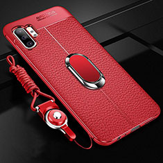 Custodia Silicone Morbida In Pelle Cover con Magnetico Anello Supporto T01 per Samsung Galaxy Note 10 Plus 5G Rosso