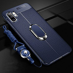 Custodia Silicone Morbida In Pelle Cover con Magnetico Anello Supporto T01 per Samsung Galaxy Note 10 Plus Blu