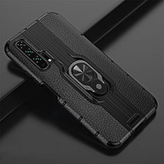 Custodia Silicone Morbida In Pelle Cover con Magnetico Anello Supporto T02 per Huawei Honor 20 Pro Nero