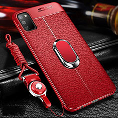 Custodia Silicone Morbida In Pelle Cover con Magnetico Anello Supporto T02 per Huawei Honor V30 5G Rosso