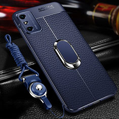 Custodia Silicone Morbida In Pelle Cover con Magnetico Anello Supporto T02 per Huawei Honor X10 Max 5G Blu