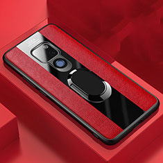 Custodia Silicone Morbida In Pelle Cover con Magnetico Anello Supporto T02 per Huawei Mate 20 X 5G Rosso
