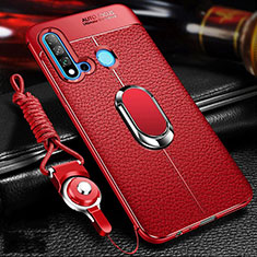 Custodia Silicone Morbida In Pelle Cover con Magnetico Anello Supporto T02 per Huawei Nova 5i Rosso