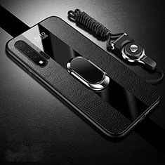 Custodia Silicone Morbida In Pelle Cover con Magnetico Anello Supporto T02 per Huawei Nova 6 5G Nero