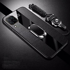 Custodia Silicone Morbida In Pelle Cover con Magnetico Anello Supporto T02 per Huawei Nova 6 SE Nero