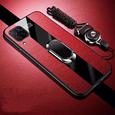 Custodia Silicone Morbida In Pelle Cover con Magnetico Anello Supporto T02 per Huawei Nova 7i Rosso