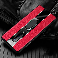 Custodia Silicone Morbida In Pelle Cover con Magnetico Anello Supporto T02 per OnePlus 8 Rosso
