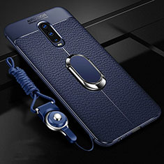 Custodia Silicone Morbida In Pelle Cover con Magnetico Anello Supporto T02 per Oppo R17 Pro Blu