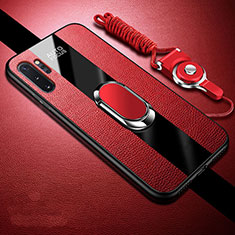 Custodia Silicone Morbida In Pelle Cover con Magnetico Anello Supporto T02 per Samsung Galaxy Note 10 Plus 5G Rosso
