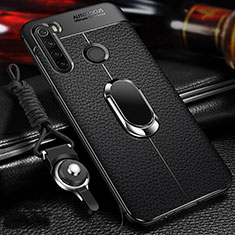 Custodia Silicone Morbida In Pelle Cover con Magnetico Anello Supporto T02 per Xiaomi Redmi Note 8 Nero