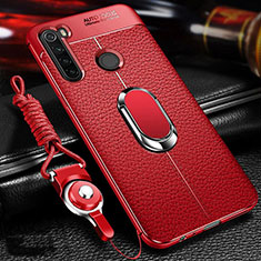 Custodia Silicone Morbida In Pelle Cover con Magnetico Anello Supporto T02 per Xiaomi Redmi Note 8T Rosso